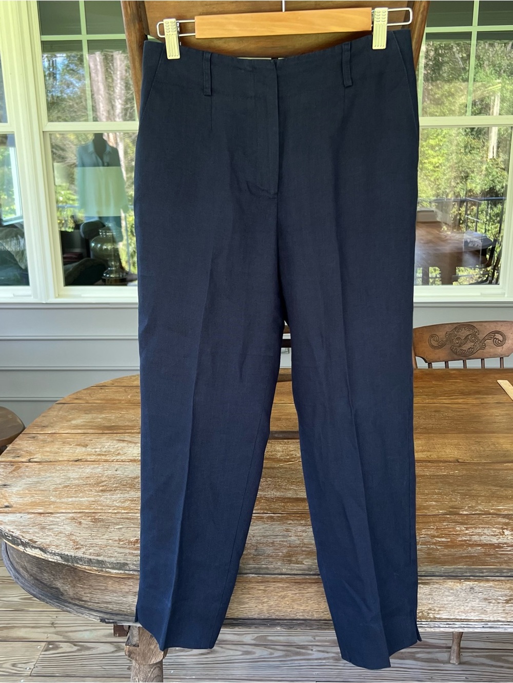 Vintage Talbots Petites Dark Navy 100% Irish Linen Pants Lined Size 6P Pockets